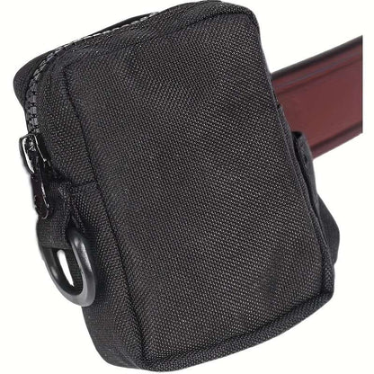 1pc Outdoor Canvas Waist Bag Black Oxford Cloth Secure Zippered Coin Pouch