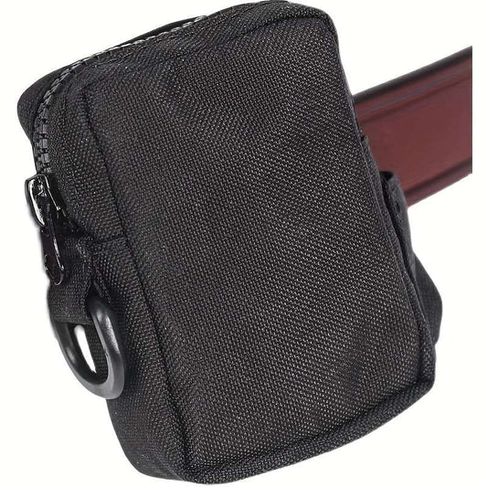 1pc Outdoor Canvas Waist Bag Black Oxford Cloth Secure Zippered Coin Pouch
