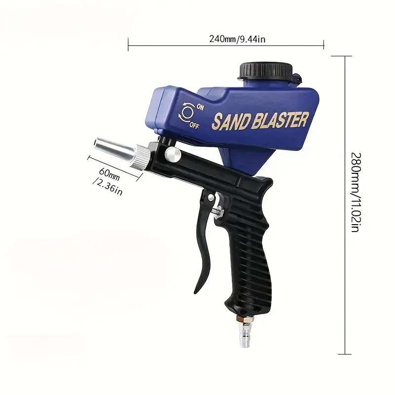 1pc Air Compressor Sandblasting Gun Kit Handheld Sandblaster Suitable for Metal Wood and Glass Portable Sandblaster Rust Remover Color sent randomly
