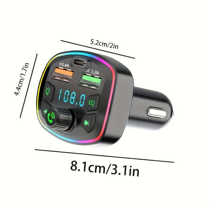 1pc Wireless Car Charger MP3 Player Rainbow Metallic Finish Multi-Function USB Receiver