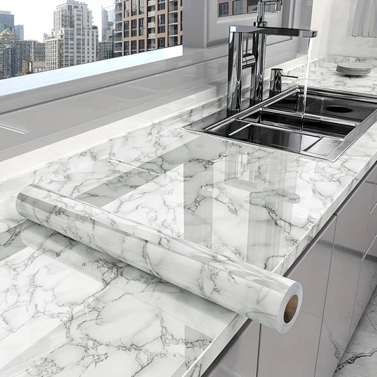1pc Marble Pattern Self-Adhesive Kitchen Countertop Sticker 200x40cm