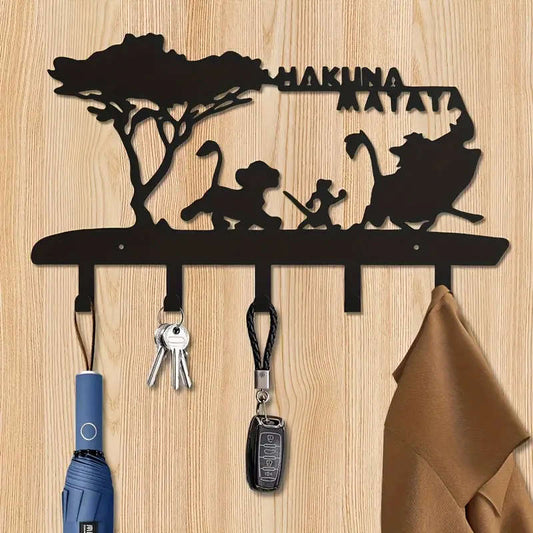 1pc Easy-Install Black Metal Key Holder With 5 Hooks - Wall Mounted Organizer Rack For Home Decor Color sent randomly