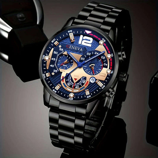 1pc Luxury Men's Quartz Watch Set Business and Casual Timepiece Suitable