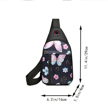 1pc Floral Print Womens Crossbody Sling Bag Versatile Nylon Chest Pack