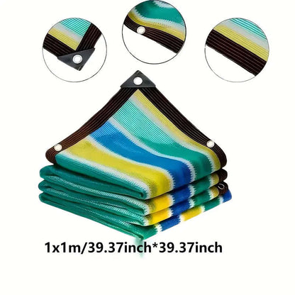 1pc Colorful Striped High-Density Breathable Sun Shade Net Size 100x100cm