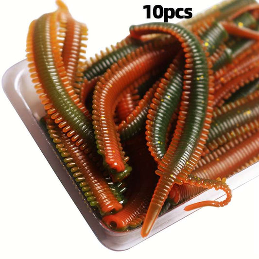 10pcs Turiou Realistic Red Worm Soft Lures 8cm