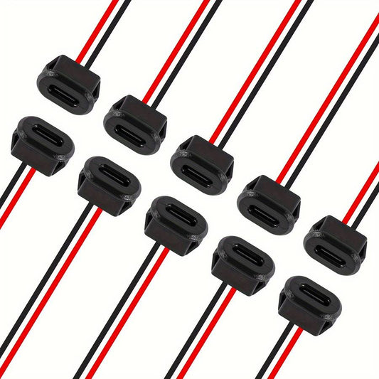 10pcs Type C Female 2P Solderable Usb C Pigtail Extension Cable
