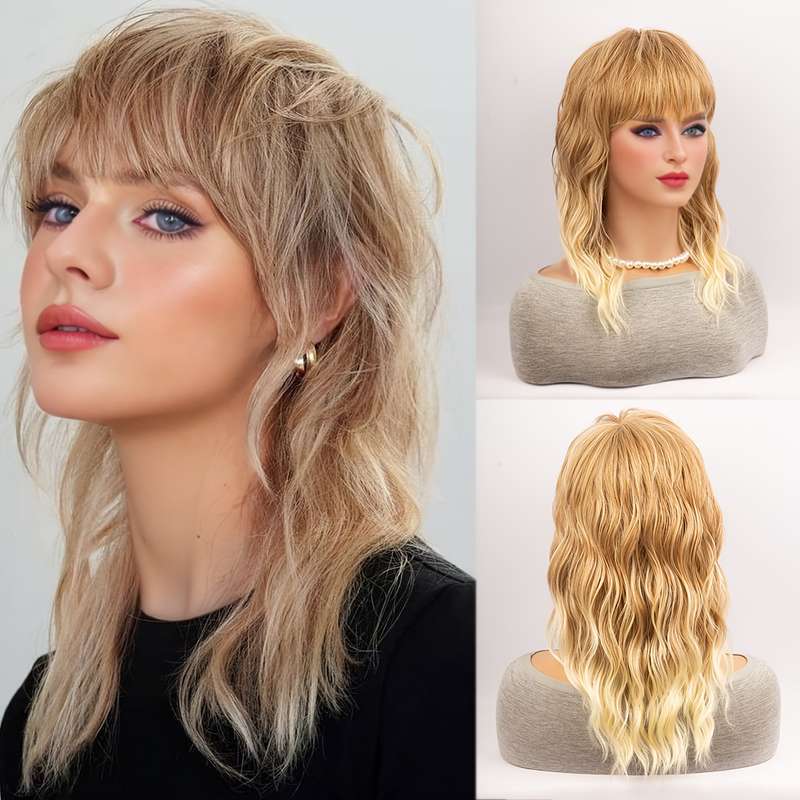 1Pc Dark Blonde To Light Blonde 40.64cm Fashion Design Wig