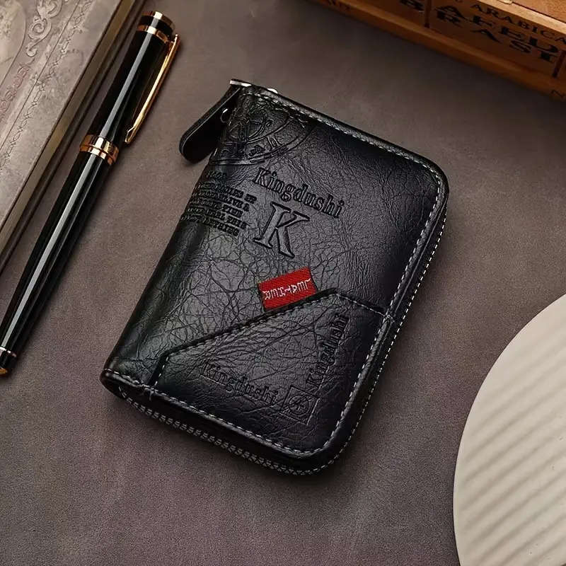 1pc Compact Retro PU Leather Wallet