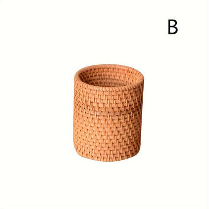 1pc Rattan Cutlery Storage Basket