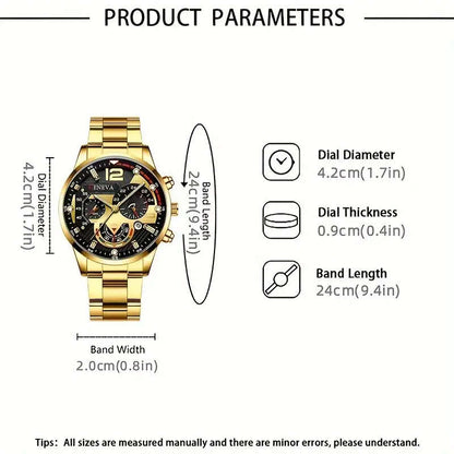 Set Of 4 Pieces Including A Men's Business Casual Calendar Watch