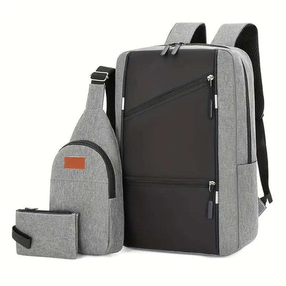 3pcs Business Backpack Shoulder Bag Korean Style Trendy Travel Casual Schoolbag Simple Fashion Computer Bag