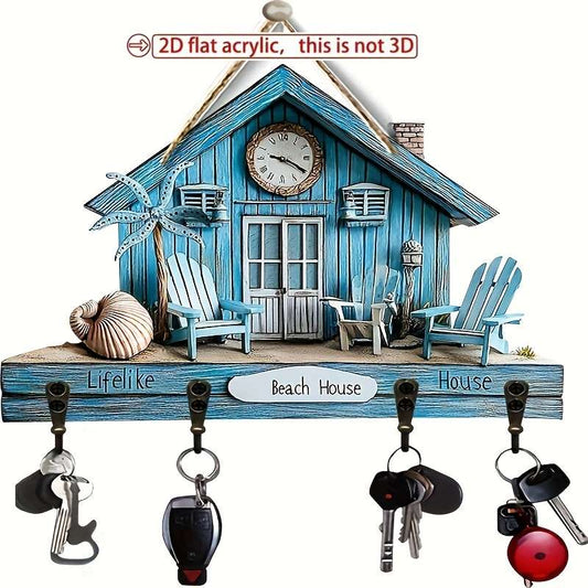 2D flat Simple Colorful Wooden with Home Key Hook