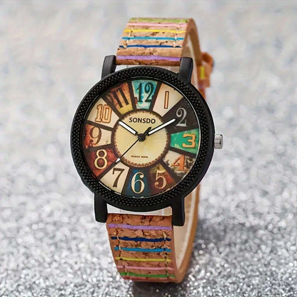 1Pc Women'S Wooden Quartz Wrist Watch