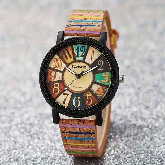 1Pc Women'S Wooden Quartz Wrist Watch