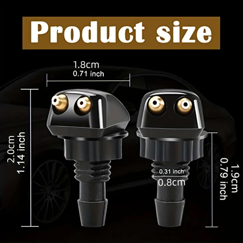 2pcs PE Polyethylene Front Windshield Washer Nozzles