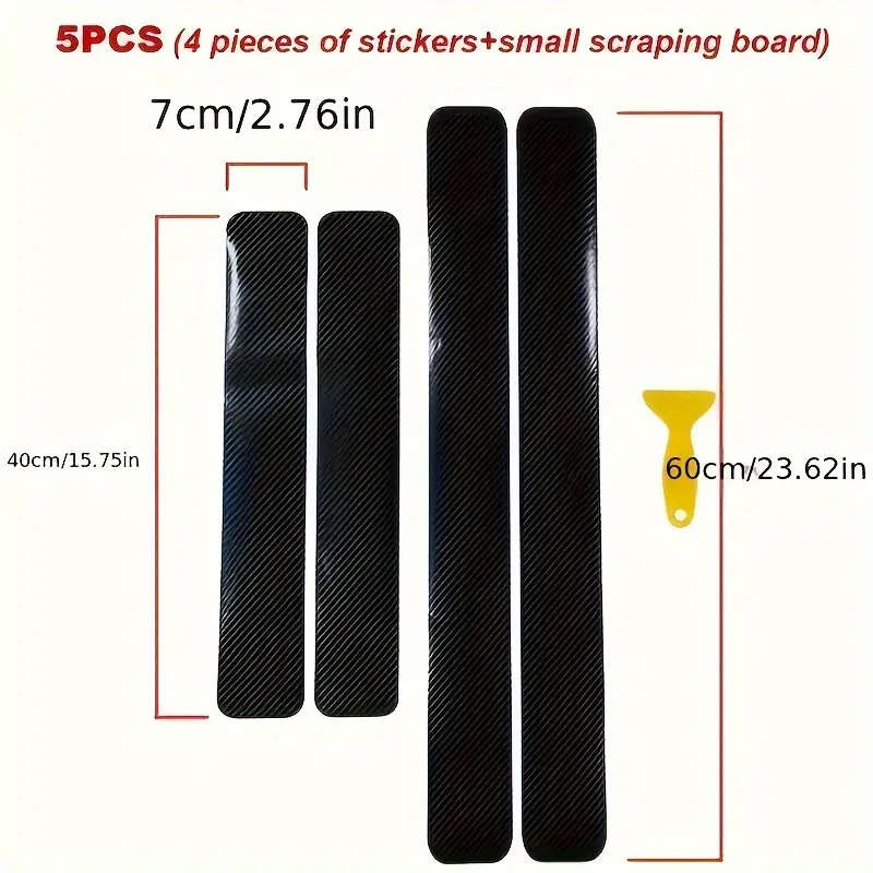 5 Pcs Carbon Fiber Car Door Sill Protector Stickers