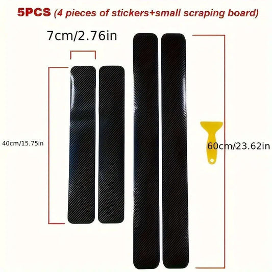 5 Pcs Carbon Fiber Car Door Sill Protector Stickers