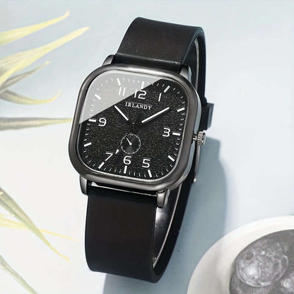 1pc Stylish Men's Square Dial Quartz Watch