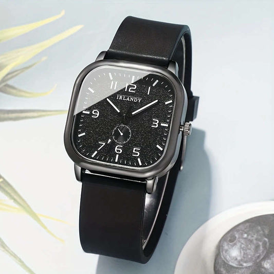 1pc Stylish Men's Square Dial Quartz Watch