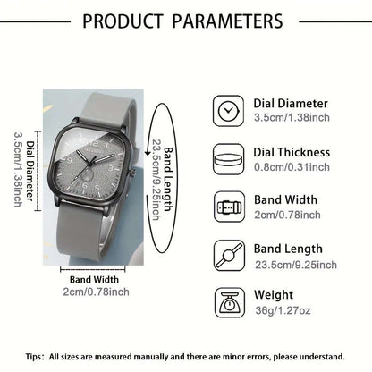 1pc Stylish Men's Square Dial Quartz Watch