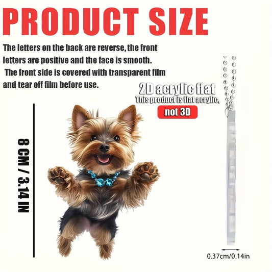 Jumping Cute Yorkshire Terrier Acrylic Hanging Ornament