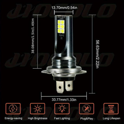 2pcs H7 3030 12SMD Extremely Bright White Fog Light DRL LED Bulbs