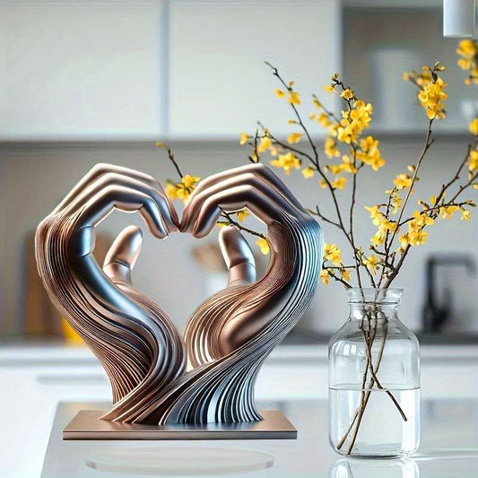 1pc 2D Flat Acrylic Charming Acrylic Hand and Heart Table Sculpture