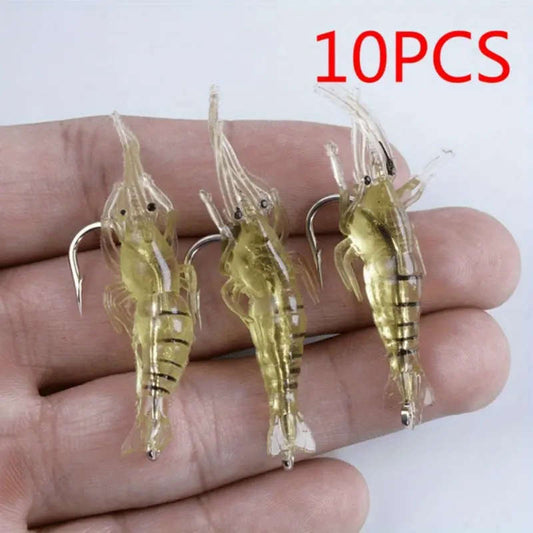10 Packs Of Realistic Hooked Soft Shrimp Simulated Soft Worm Shrimp Lure Lure Artificial Lure Bionic Fish Lure Hooked Mouth Lure