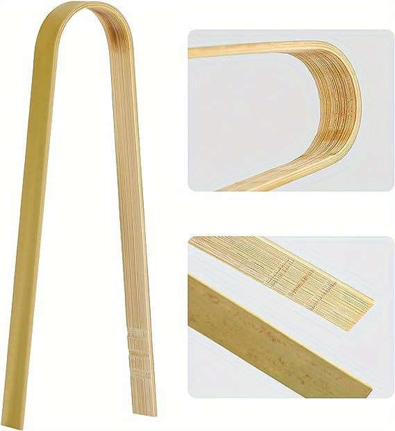 20Pcs Mini Bamboo Tongs Disposable Wooden BBQ Tongs Natural Toast Tongs