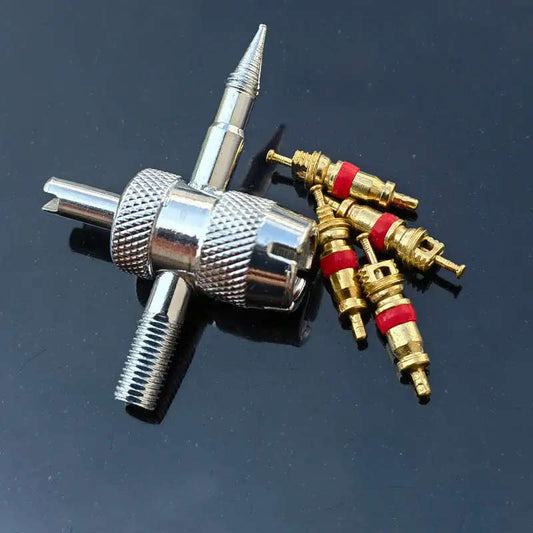 5pcs set Universal Tire Valve Repair Tool Set with 4 Copper Valve Cores Durable