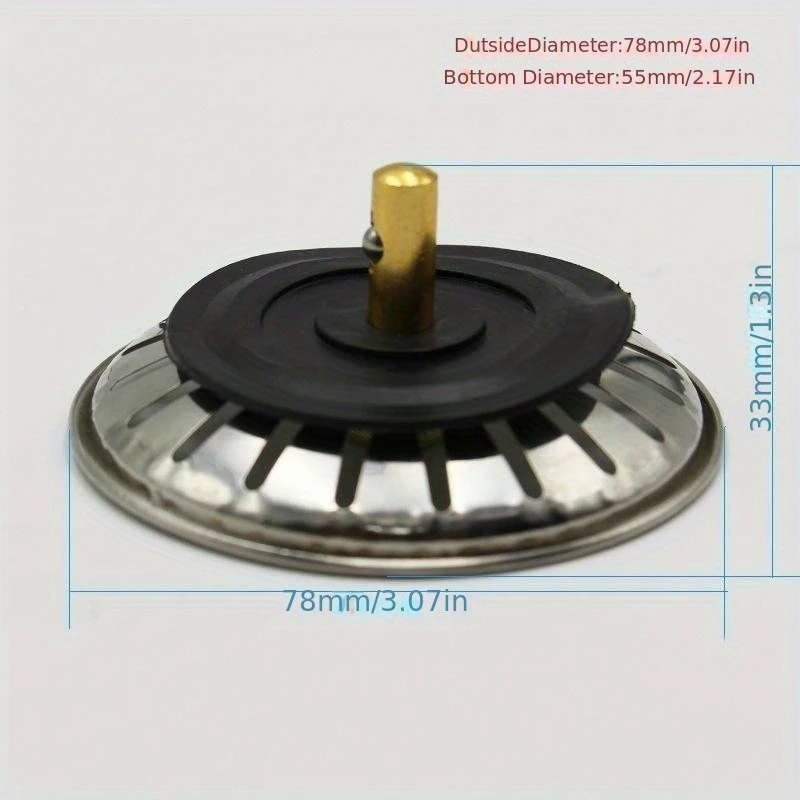 1pc Kitchen Sink Strainer Stopper Stainless Steel
