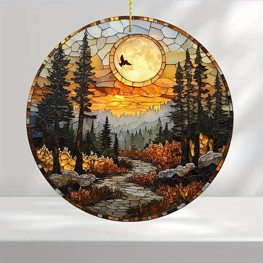 1pc 2D Flat Bohemian Sunset Mountain View Light Catcher 7.62cm