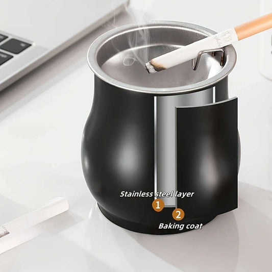1pc Windproof Stainless Steel Ashtray with Creative Deer Design Smoke-Free