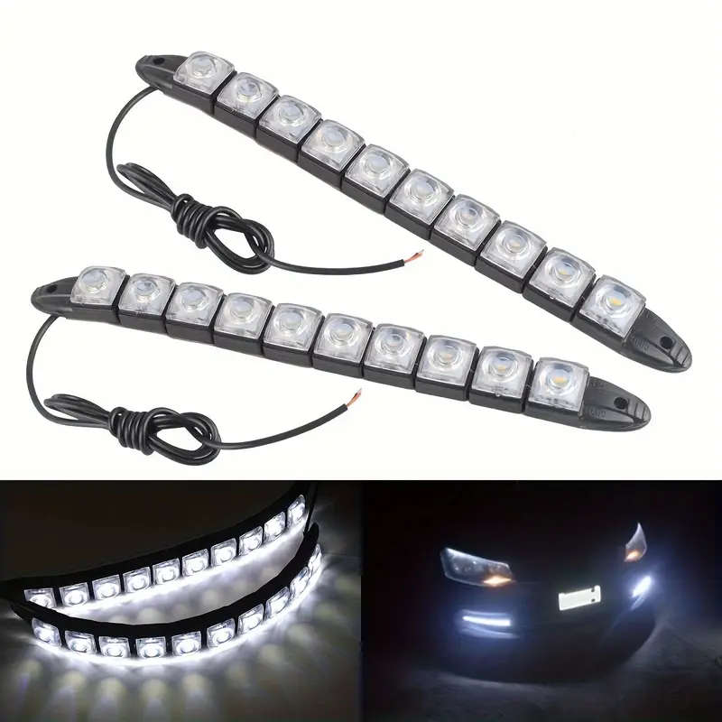 2pcs Flexible 10LED Snake Car White Lights for Vehicles Hardwired