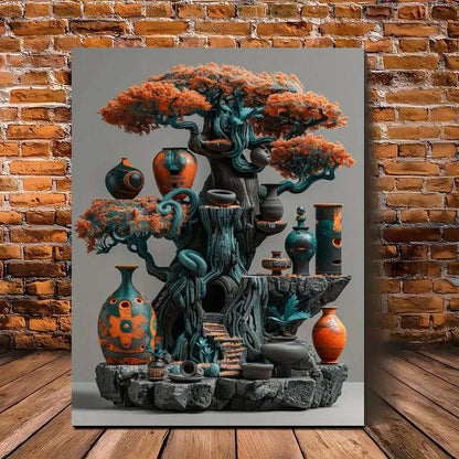 1pc Room Decor Abstract African Tree Sculpture Canvas Wall Art