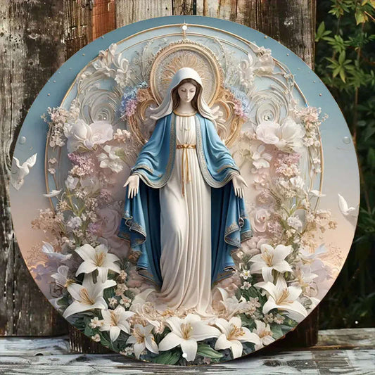 1pc Vintage Metal Sign Virgin Mary 19.81X19.81cm