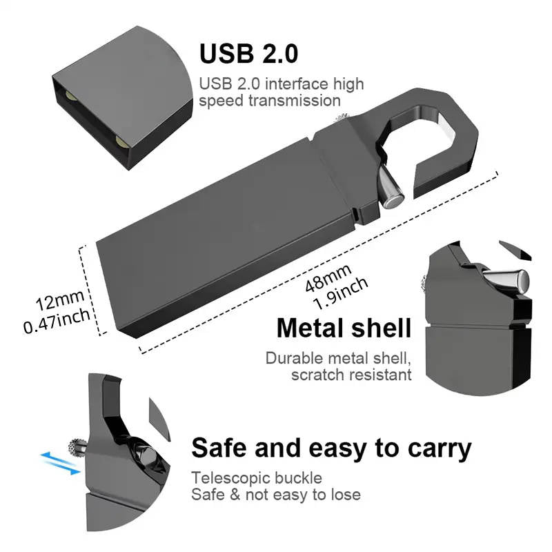 Metal Flash Drive USB 2.0 With 32GB Memory Stick USB Storage