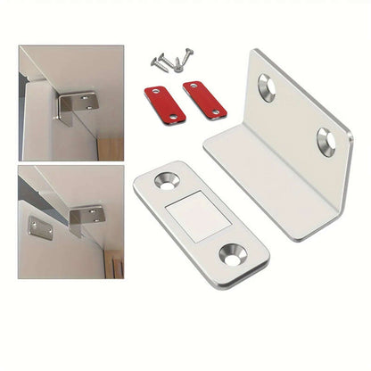 1pc Magnetic Invisible L-shaped Silvery Non-perforated Magnetic Suction Push-pull Door