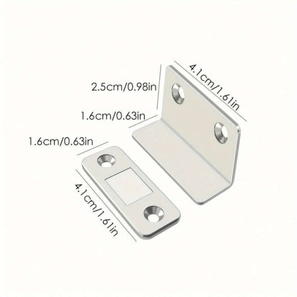 1pc Magnetic Invisible L-shaped Silvery Non-perforated Magnetic Suction Push-pull Door