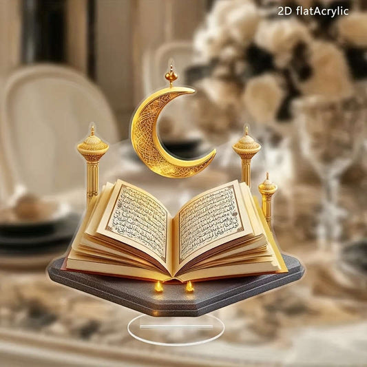 1pc 2D Flat Elegant Acrylic Crescent Moon Tabletop Decoration Boho Style Golden Accented