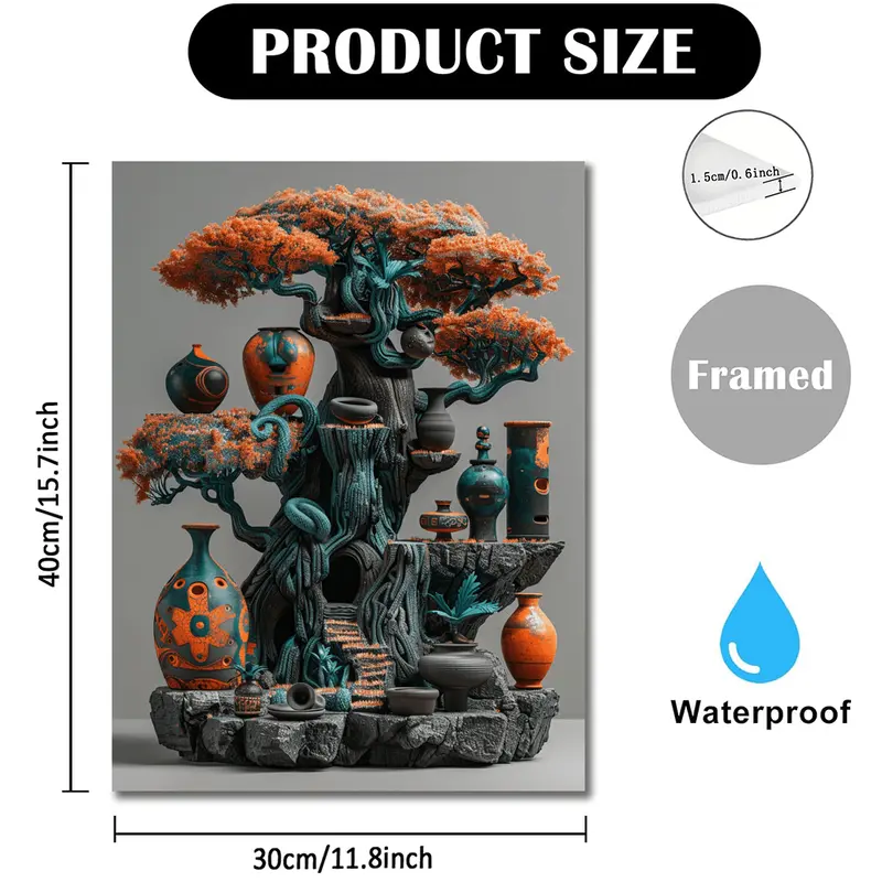 1pc Room Decor Abstract African Tree Sculpture Canvas Wall Art