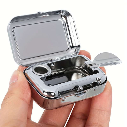 1pc Portable Stainless Steel Ashtray