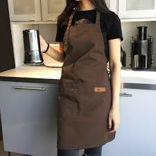 Kitchen Apron with 2 Pockets Waterproof Adjustable Bib Neck Strap Apron For Kitchen Cooking Caf茅 Restaurant Hotel Bar