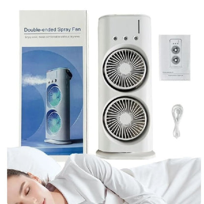 PM-112 Rechargeable LED Dual Spray Mist Fan With Light And Remote Control