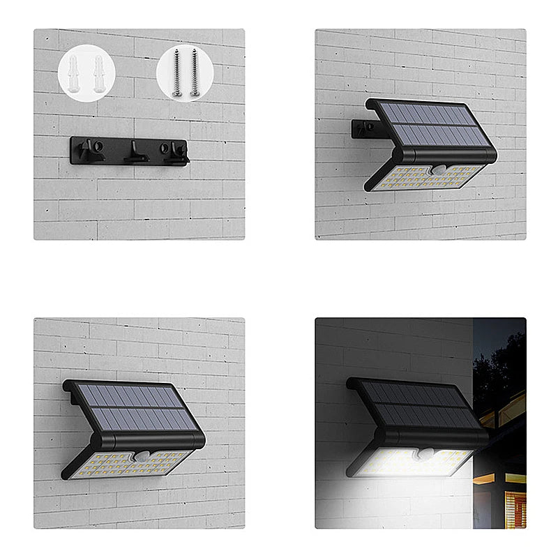 LED Solar Foldable Wall Light Outdoor Solar Powered Sunlight Waterproof PIR Motion Sensor Street Light For Garden Decoration