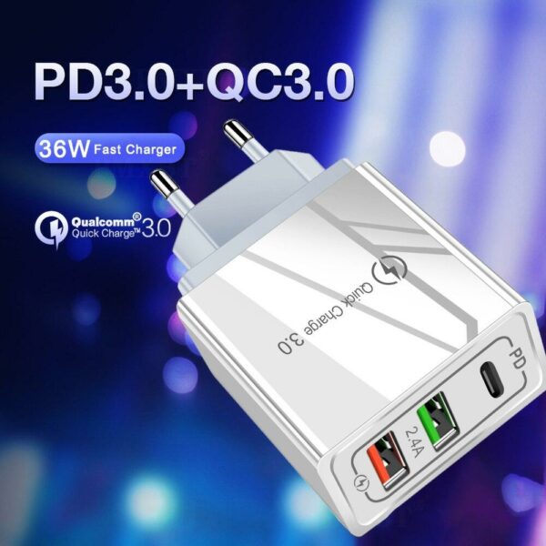 2 USB Ports+PD Type C Charger