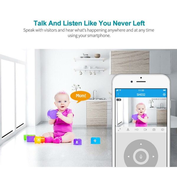 V380 Mini 1080P Home Security Camera With Baby Monitor Two-Way Audio