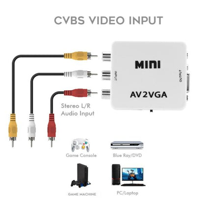 Treqa HDV-556 AV (RCA) to VGA Video Converter 1080P