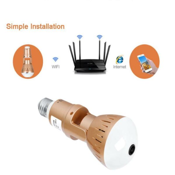 V16 Fisheye E27 Bulb Panaromic Wifi Camera V380 Pro App